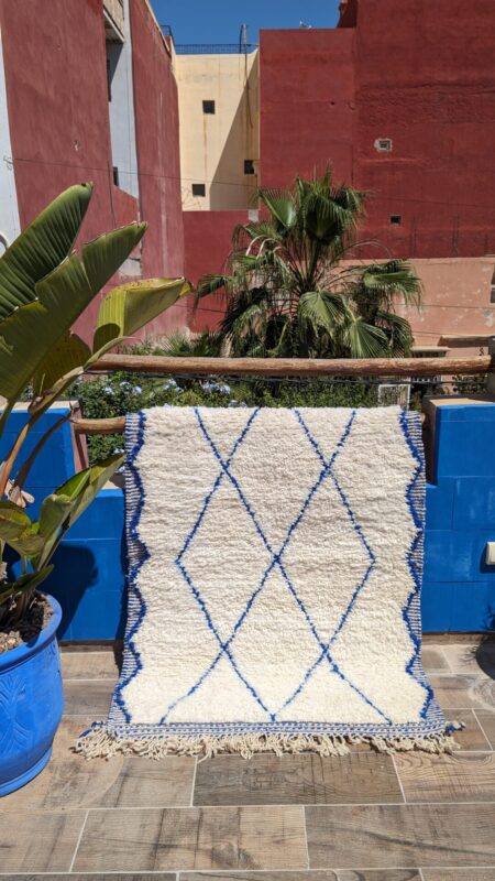 Tapis Beni Ouarain "Bluewool" 100 x 150 cm